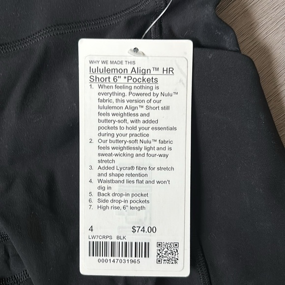 Lululemon Align HR Short 6” Pockets Size 4 NWT - Picture 2 of 5